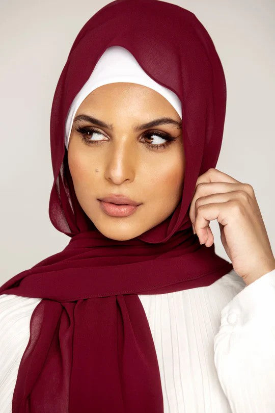 PLAIN GEORGETTE BURGUNDY